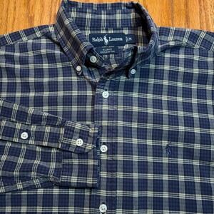 Polo Ralph Lauren Blake Oxford Shirt Men's Medium Blue Checked Plaid Button Down